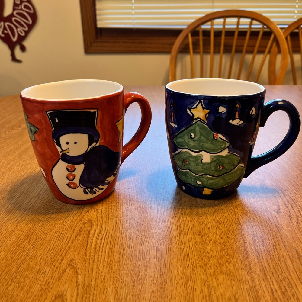 Gibson Snowman & Christmas Tree Holiday Mugs
